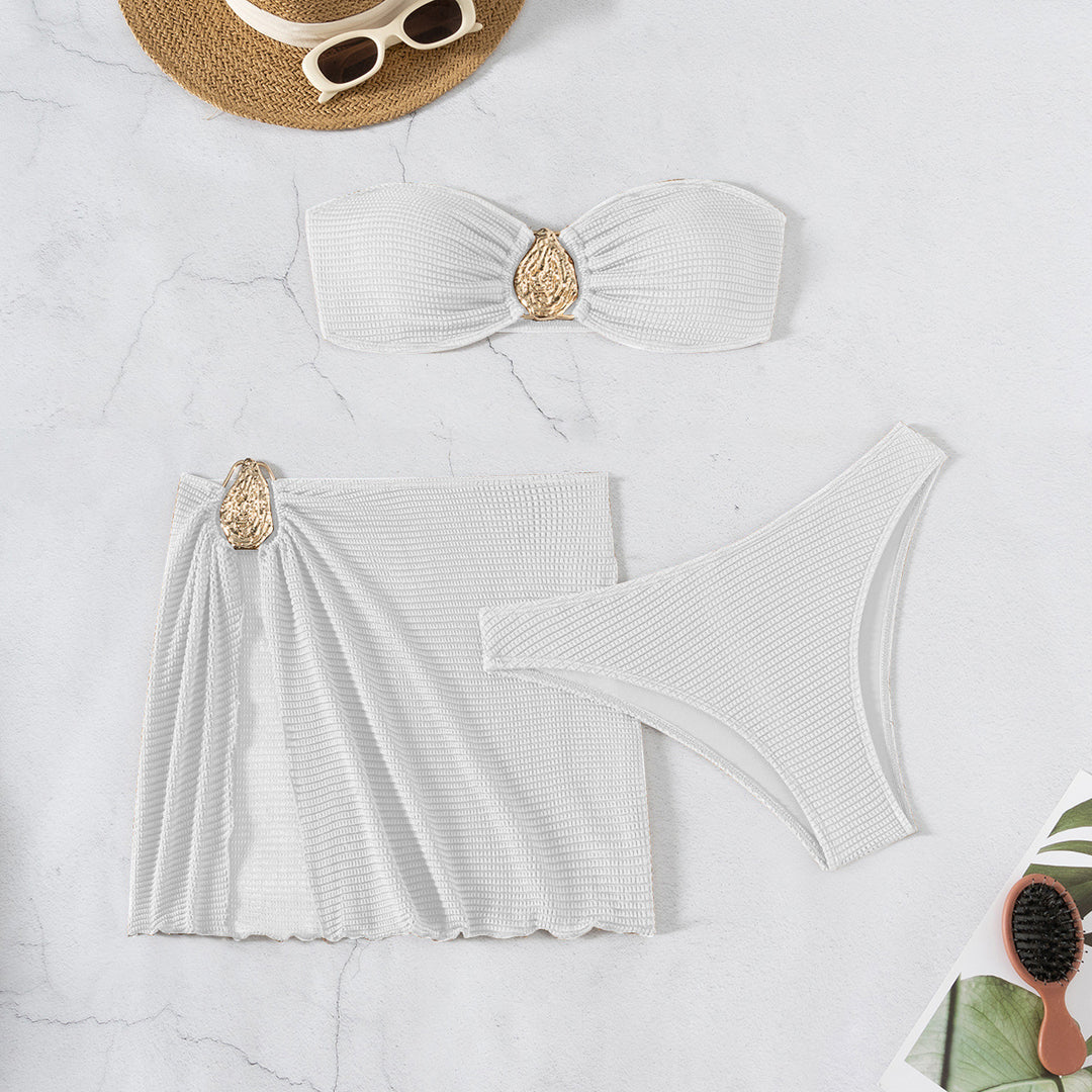 Damen Bandeau-Bikini-Set mit elegantem Drapierungsdetail Drune