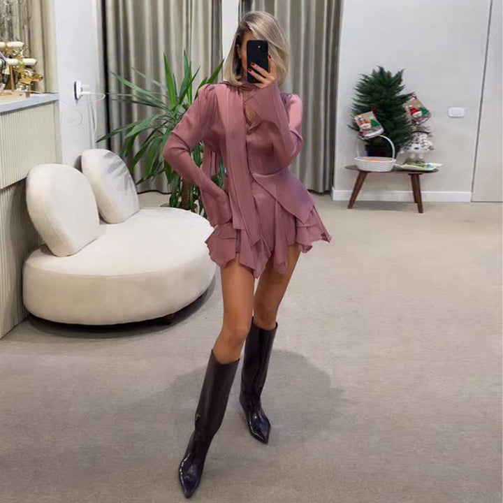 Damen Luftige und elegante Bluse mit Raffungen Drune
