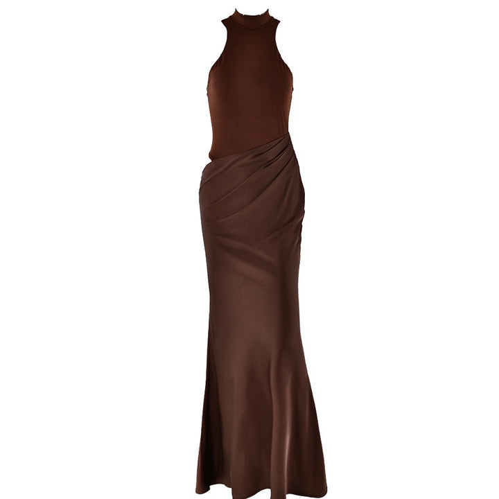 Damen Elegantes Wickelkleid mit hochgeschlossenem Kragen und figurformendem Schnitt Drune