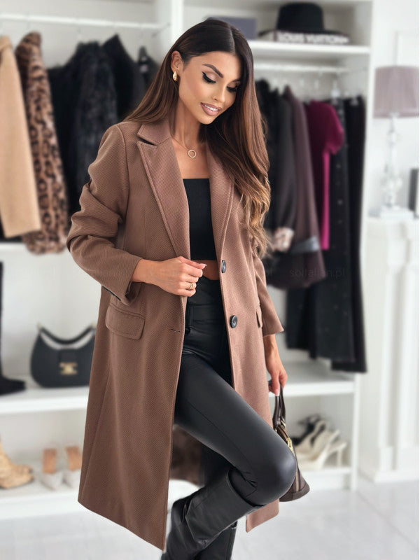 Damen Eleganter Wollmantel mit klassischem Revers und praktischen Taschen Drune