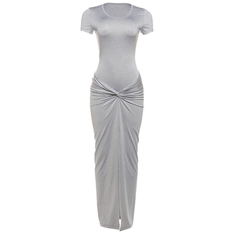 Damen Maxi Kleid mit elegantem Wickeldesign und stilvollen Raffungselementen Drune