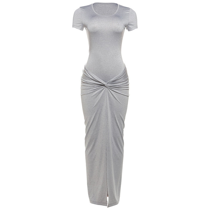 Damen Maxi Kleid mit elegantem Wickeldesign und stilvollen Raffungselementen Drune