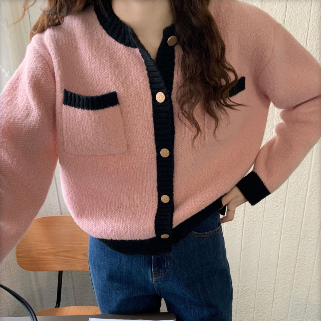 Damen Strickjacke mit hochwertigen Details und modischem Zwei-Farben-Design Drune