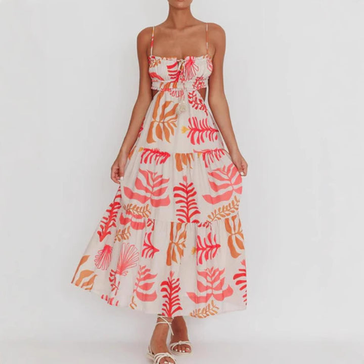 Damen Maxikleid mit verspieltem Cut-Out-Design und dekorativem Kordelzug Drune