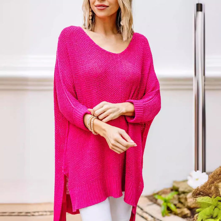Damen lässiger Strickpullover mit seitlichen Taschen und weitem Schnitt Drune