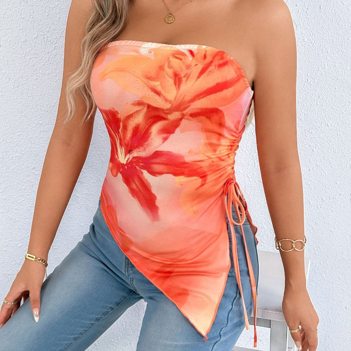 Damen Oberteil mit asymmetrischem Schnitt und floralem Design Drune