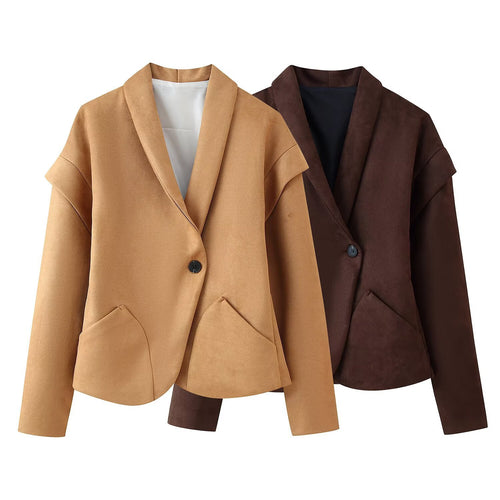 Damen modische Blazerjacke mit strukturiertem Schnitt und praktischen Taschen Drune