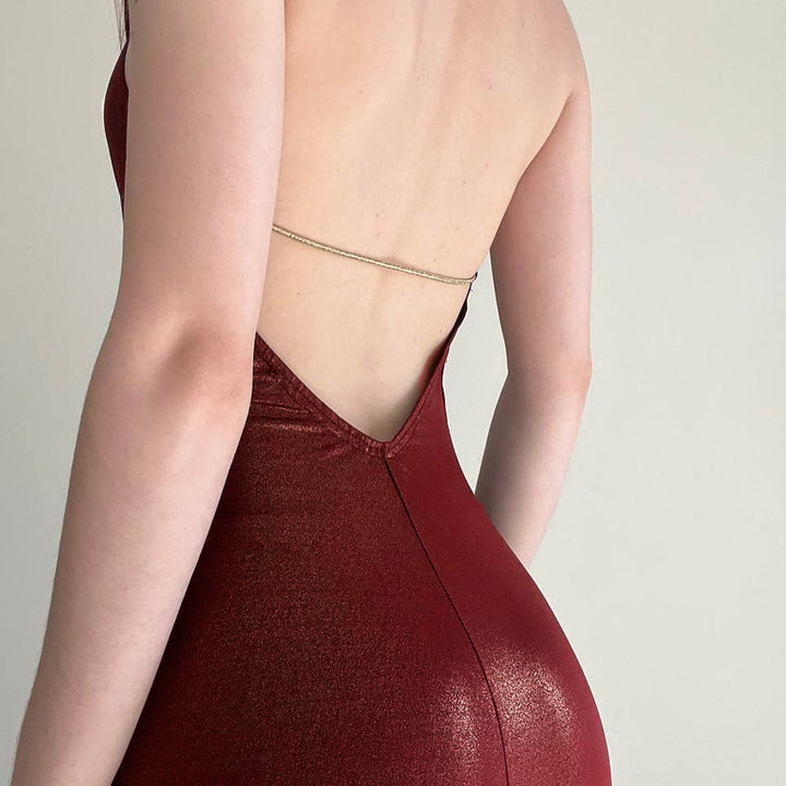 Damen Abendkleid mit schimmerndem Satin und elegantem Schlitz Drune