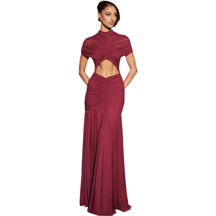 Damen Elegantes Maxi-Kleid mit Cut-Out und Raffungen Drune
