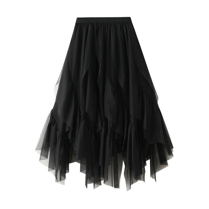 Damen Voluminöser Tüllrock mit asymmetrischem Saum und mehrlagigem Design Drune