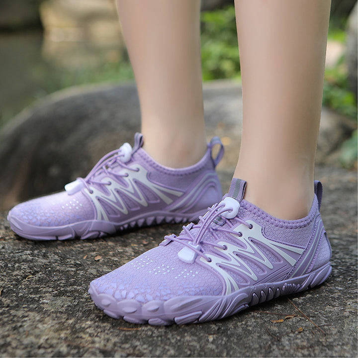 Damen leichte Wasserschuhe mit schnelltrocknendem Strickoberteil, elastischem Zugverschluss und rutschfester Profilsohle Drune