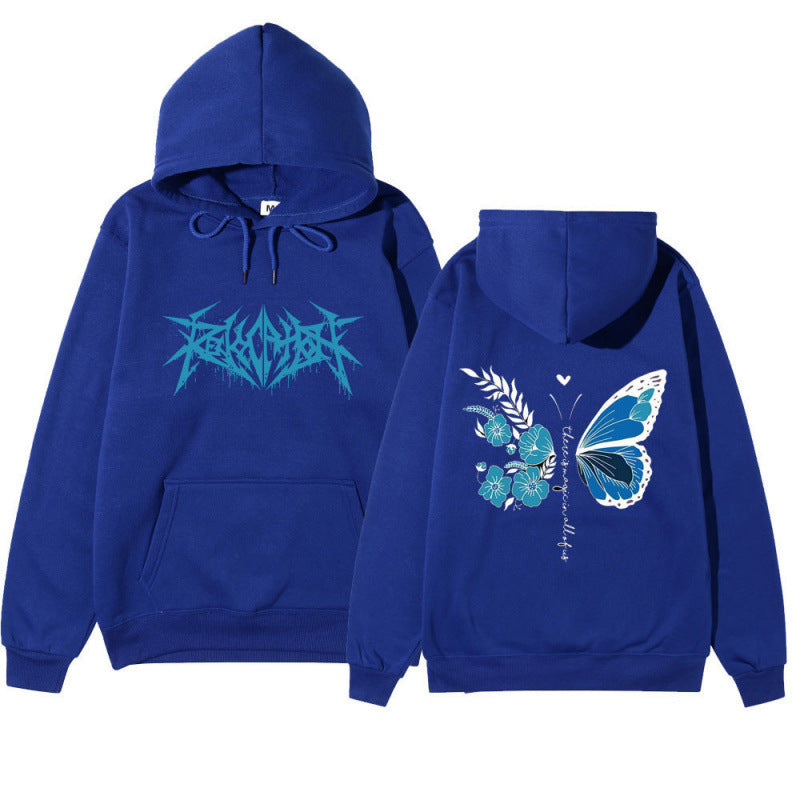 Damen Kapuzenpullover mit einzigartigem Schmetterlings- und Blumenmotiv Drune