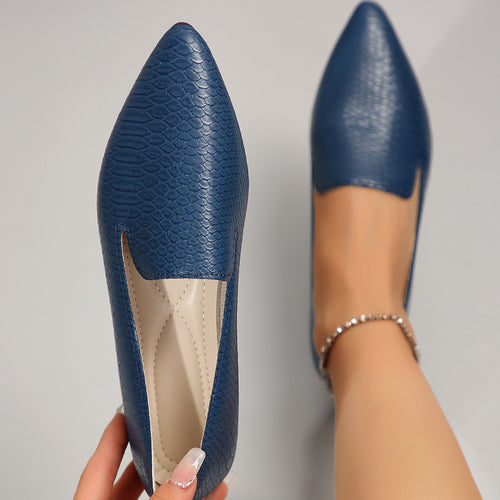 Damen nan flexible Keil‑Loafer mit Krokoprägung und spitzer Zehenpartie Drune