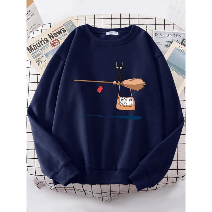 Damen Sweatshirt mit kreativem Katzenmotiv Drune