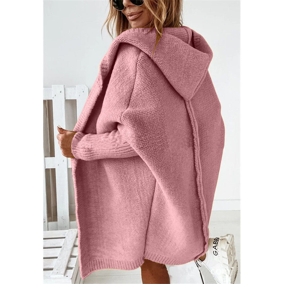 Damen Oversized Strickcardigan mit Kapuze und strukturiertem Design Drune