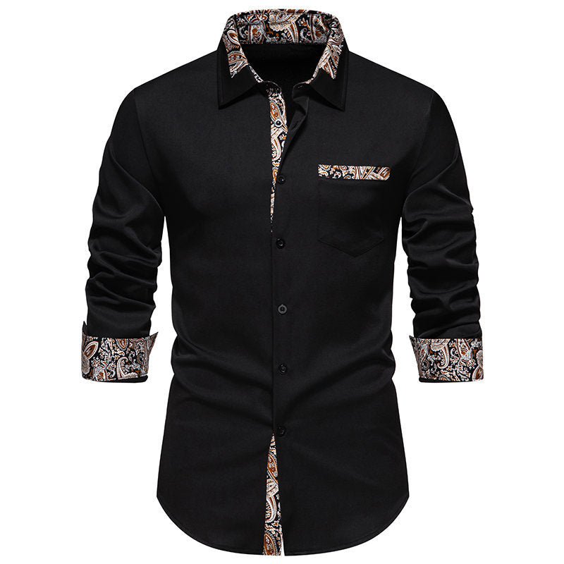 Herren klassisches Langarmhemd mit modernem Paisley-Muster Drune