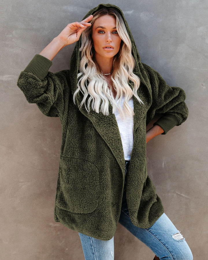 Damen Kuschelige Hoodie Jacke Drune