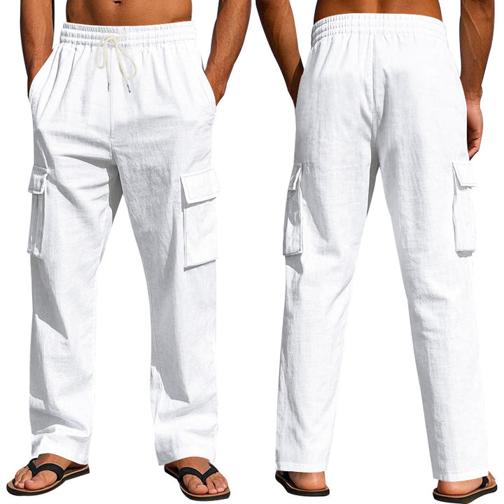 Herren nan leichte Cargohose im Resort-Look mit elastischem Tunnelzug, Mehrfachtaschen und geradem Bein Drune