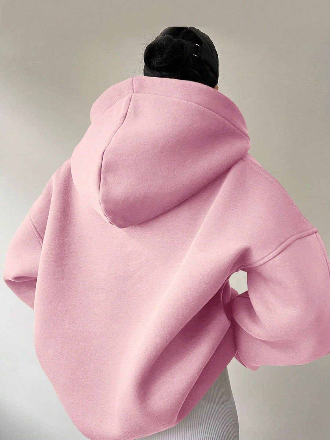 Damen Oversized Hoodie mit kurzem Kragen und praktischen Seitentaschen Drune