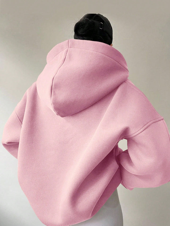 Damen Oversized Hoodie mit kurzem Kragen und praktischen Seitentaschen Drune