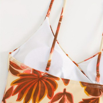 Damen Eleganter Blumenmuster Einteiler Badeanzug Drune
