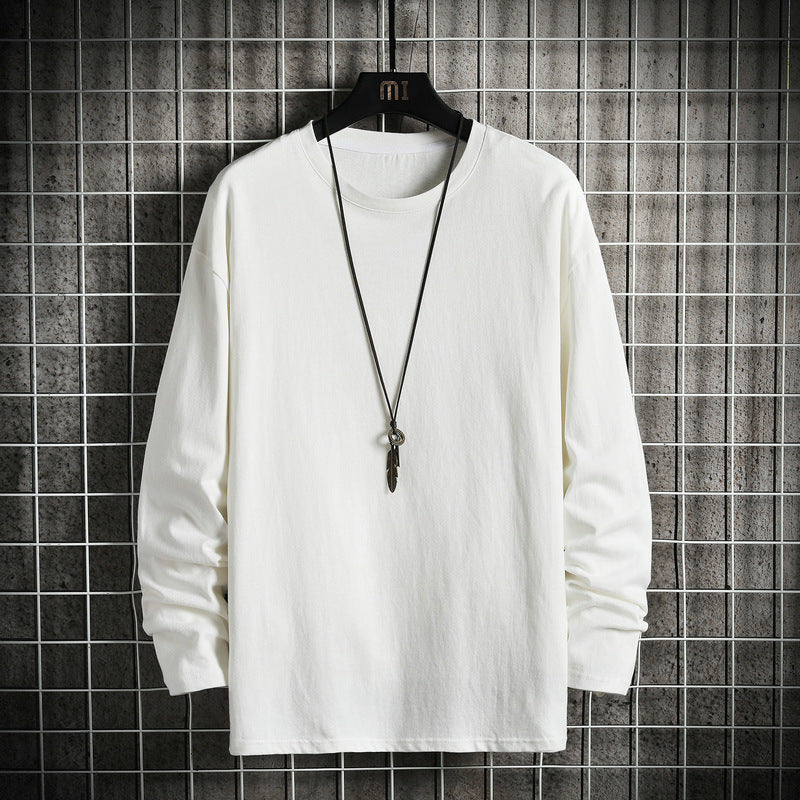 Herren nan lässiges Baumwoll-Basic-Langarmshirt mit Rundhals, Relaxed Fit und verstärkter Saumverarbeitung Drune