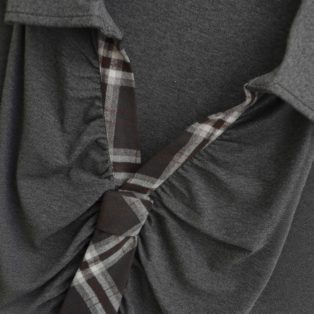 Damen Langarmshirt mit gerafftem Design und modernem Hemdkragen Drune