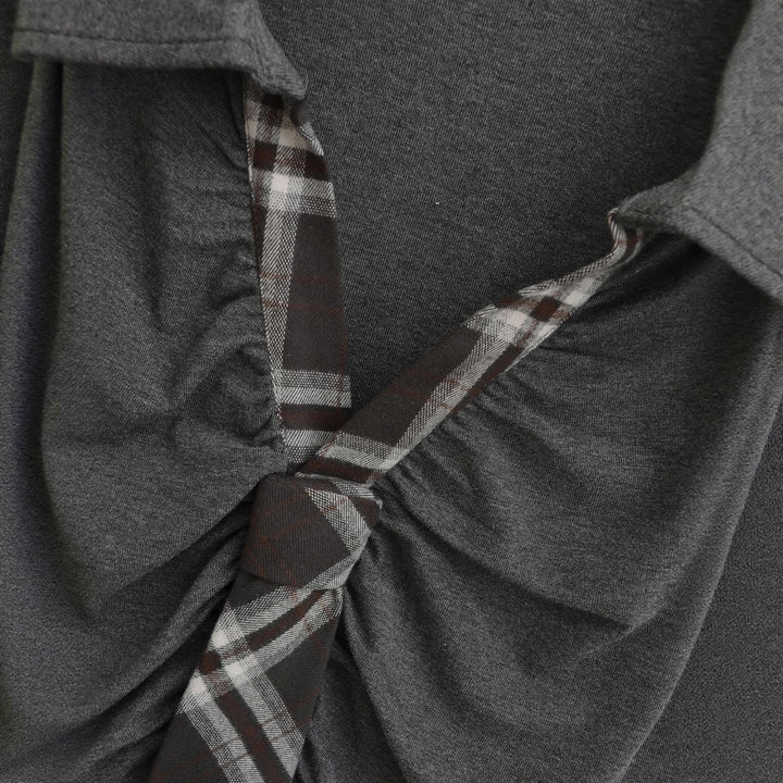 Damen Langarmshirt mit gerafftem Design und modernem Hemdkragen Drune