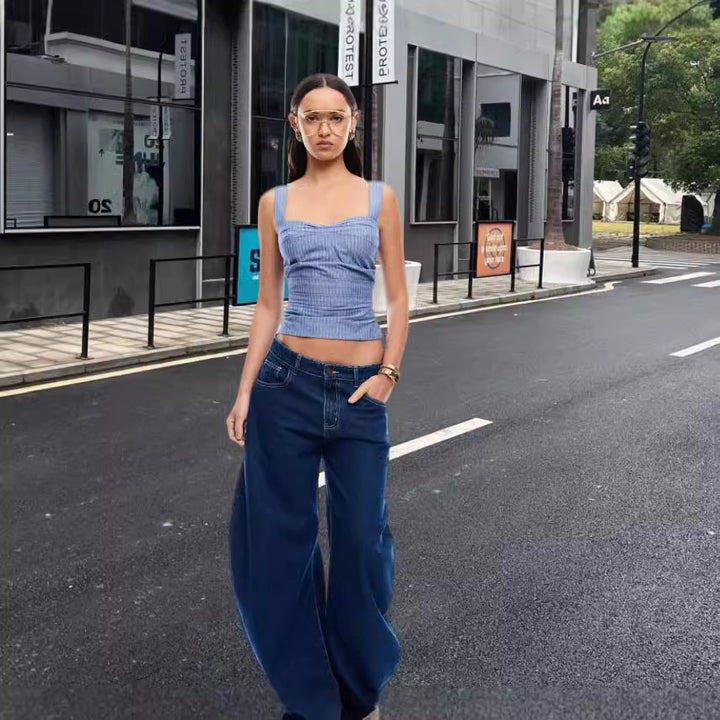 Damen Elegantes Oberteil mit schmalen Trägern und gestreiftem Design Drune