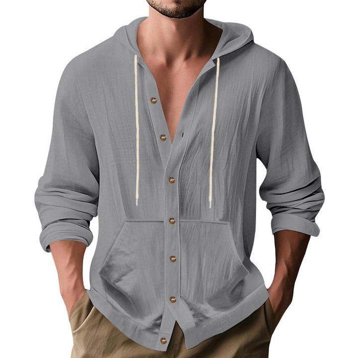 Herren lässiges Kapuzenshirt mit Knopfdetail und praktischen Taschen Drune