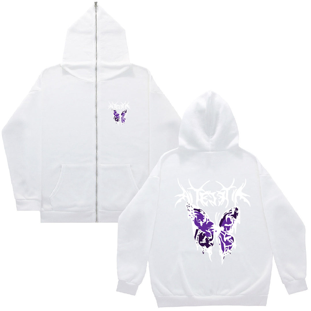 Damen Kapuzenjacke mit einzigartigem Butterfly-Design und Reißverschluss Drune