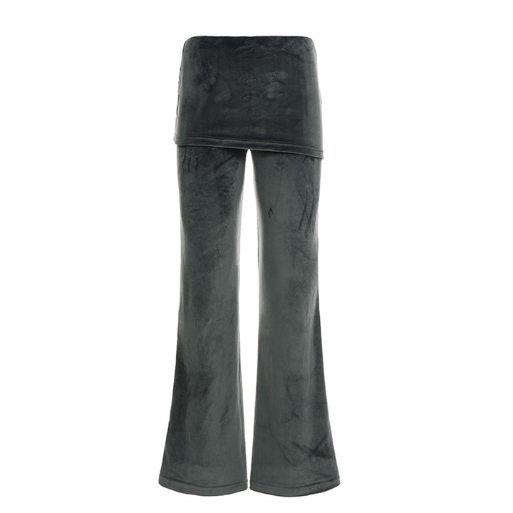 Damen weite Flared-Pants aus luxuriösem Veloursstoff Drune