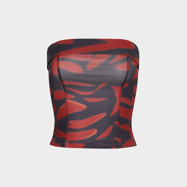 Damen Bandeau-Oberteil mit stilvollem Muster und elastischem Schnitt Drune