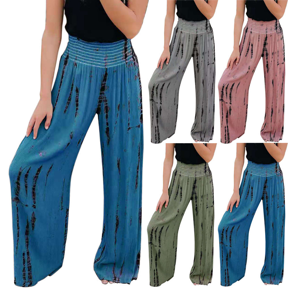 Damen elegante weite Pluderhose mit tiefem Bund und grafischem Druck Drune