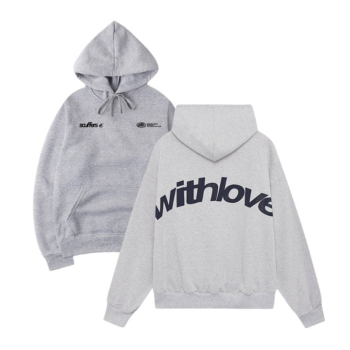 Unisex nan oversized Kapuzenpullover mit großflächigem Rückenprint, Kängurutasche und gerippten Bündchen Drune