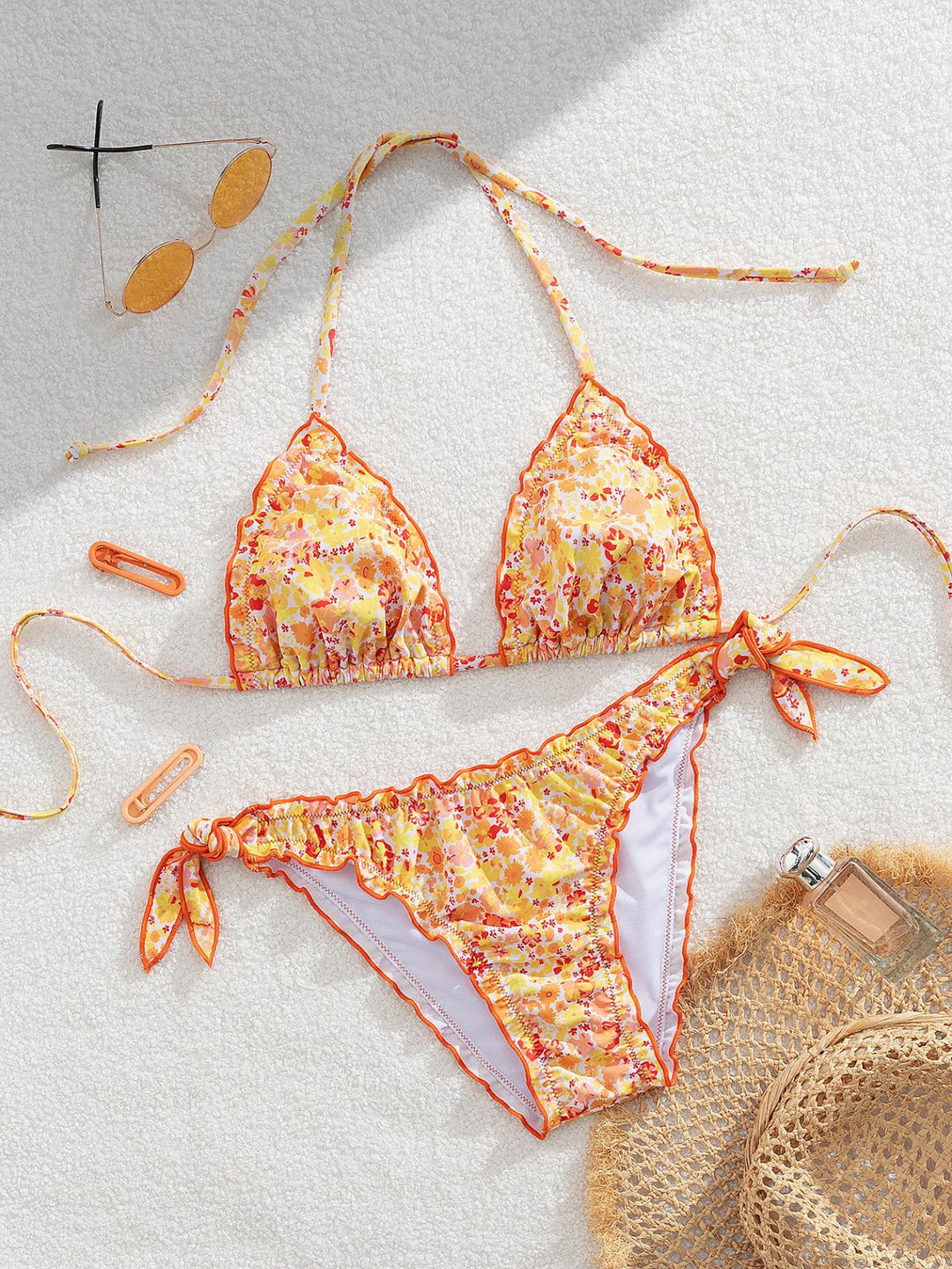 Damen floral gemusterter Triangel-Bikini Drune
