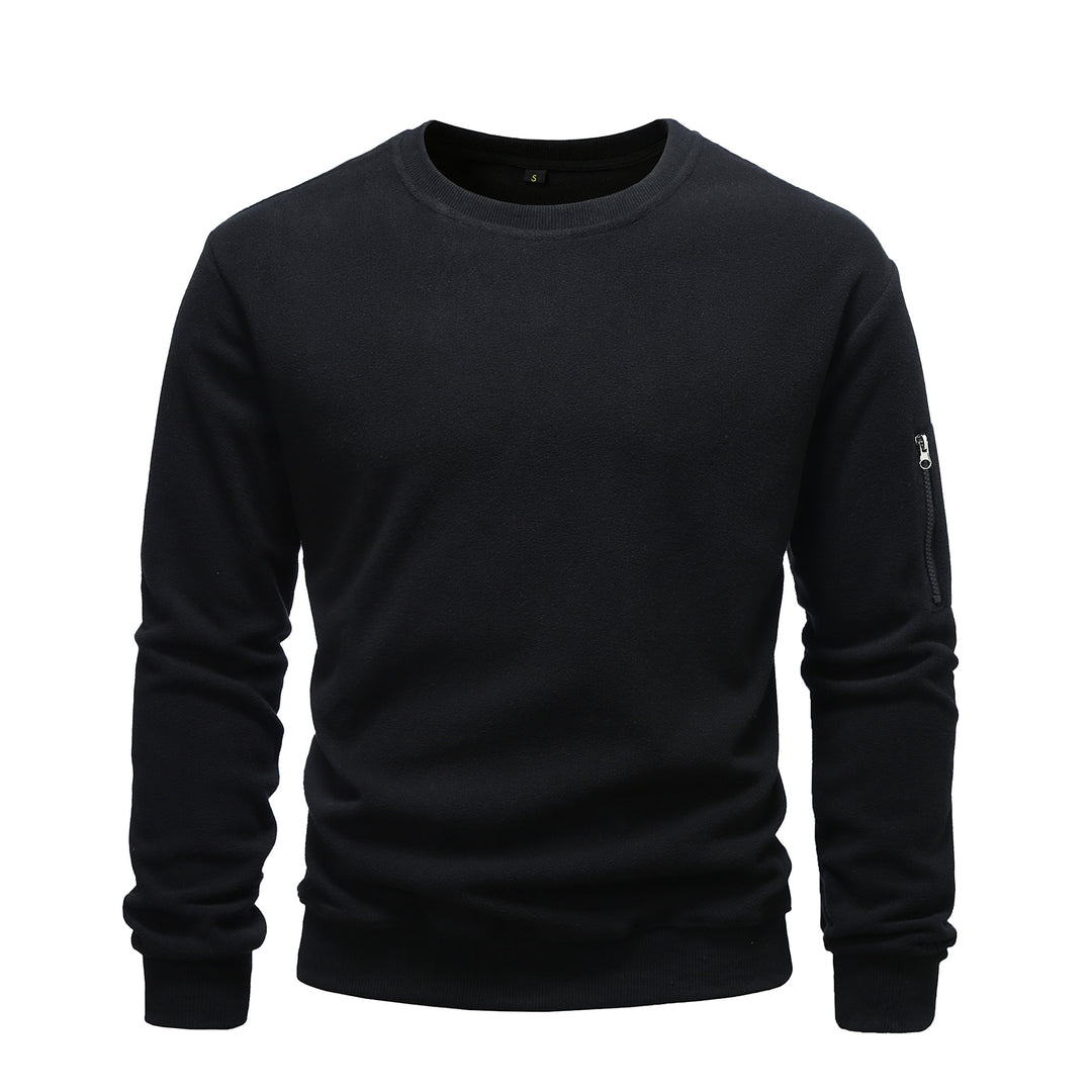 Herren nan Fleece-Sweatshirt mit Rundhalsausschnitt und Ärmeltasche mit Reißverschluss Drune
