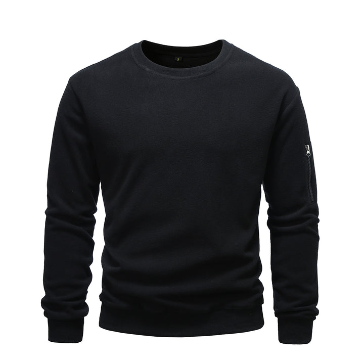 Herren nan Fleece-Sweatshirt mit Rundhalsausschnitt und Ärmeltasche mit Reißverschluss Drune