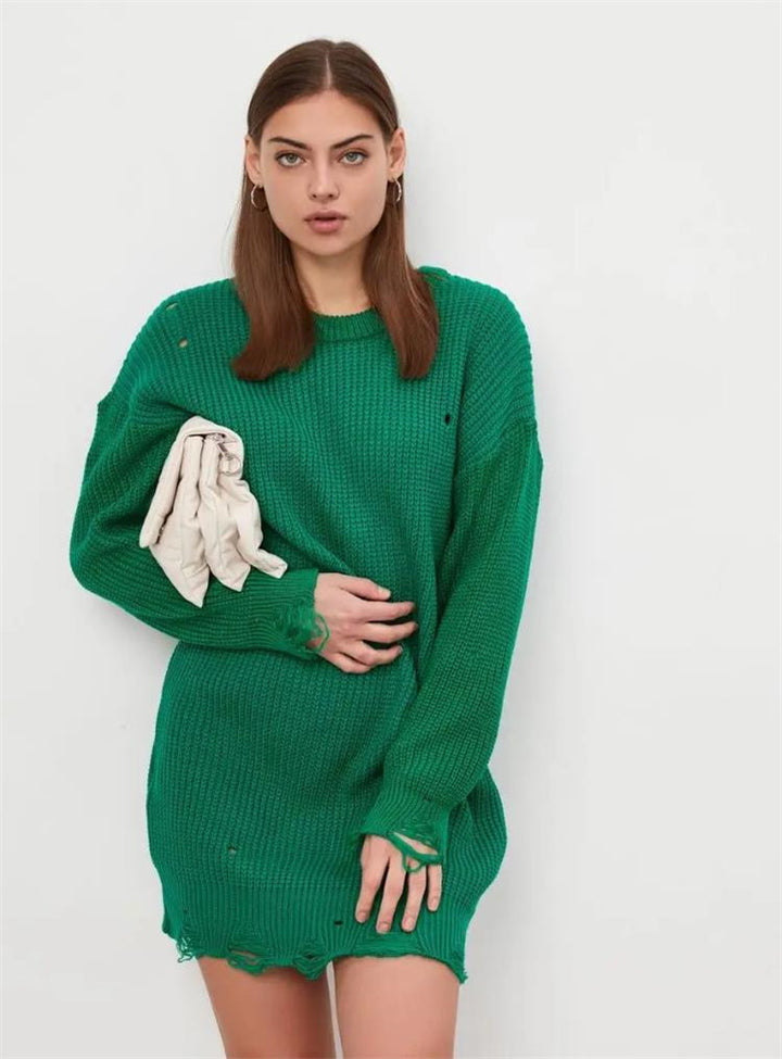 Damen modischer oversized Pullover mit lässigem Strukturmuster Drune