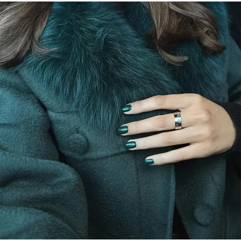 Damen stylische Winterjacke mit abnehmbarem Kunstfellkragen Drune