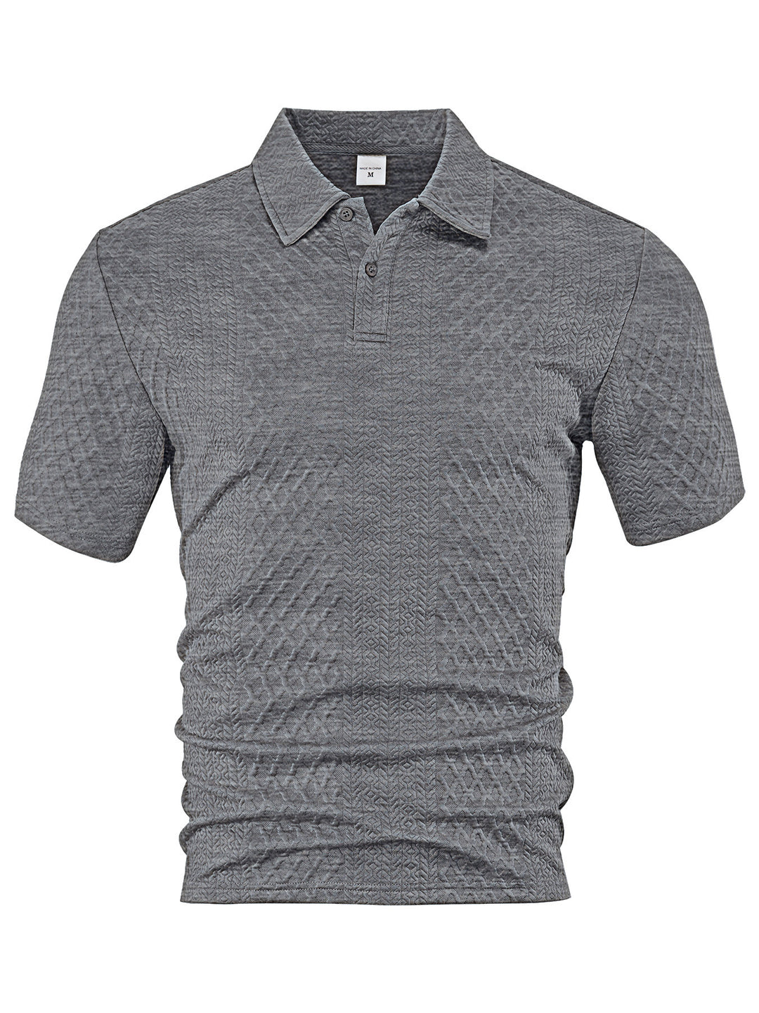 Herren nan texturiertes Jacquard-Poloshirt kurzärmelig schmaler Schnitt mit Polokragen Drune