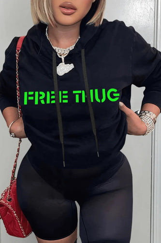 Damen lässiger Kapuzenpullover mit auffälligem Statementdruck Drune