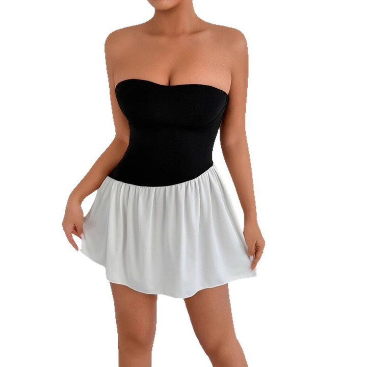 Damen Bandeau Kleid mit fließendem Rock Drune