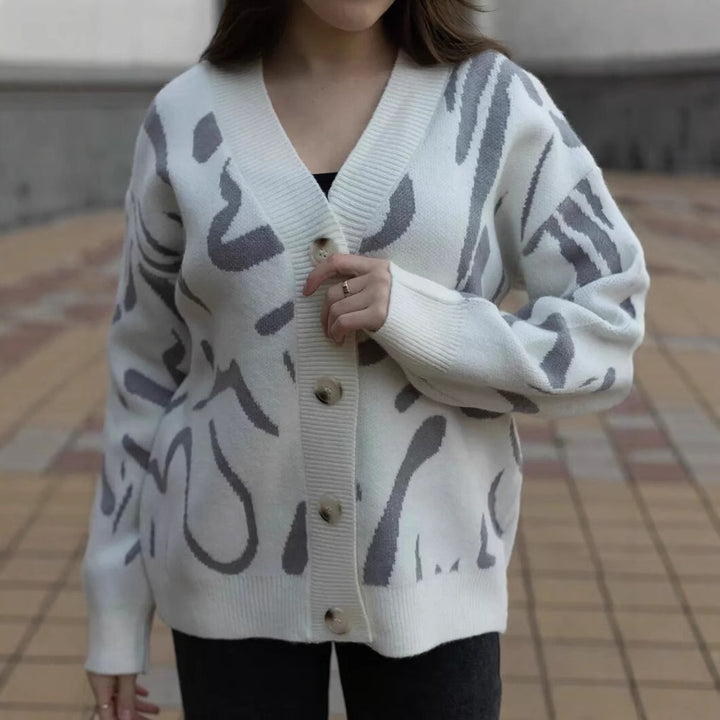 Damen Gemütlicher Strickcardigan mit einzigartigem Muster Drune
