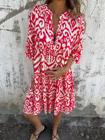 Damen lässiges Strandkleid mit hohen Seitenschlitzen und modischem Druckmuster Drune