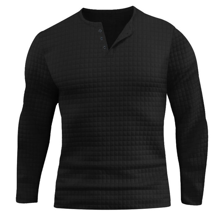 Herren Langarmshirt mit strukturiertem Design und modischem Knopfverschluss Drune
