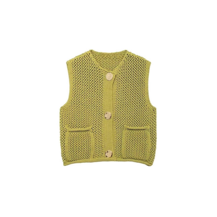Damen Strickweste mit grobem Netzdesign und praktischen Taschen Drune