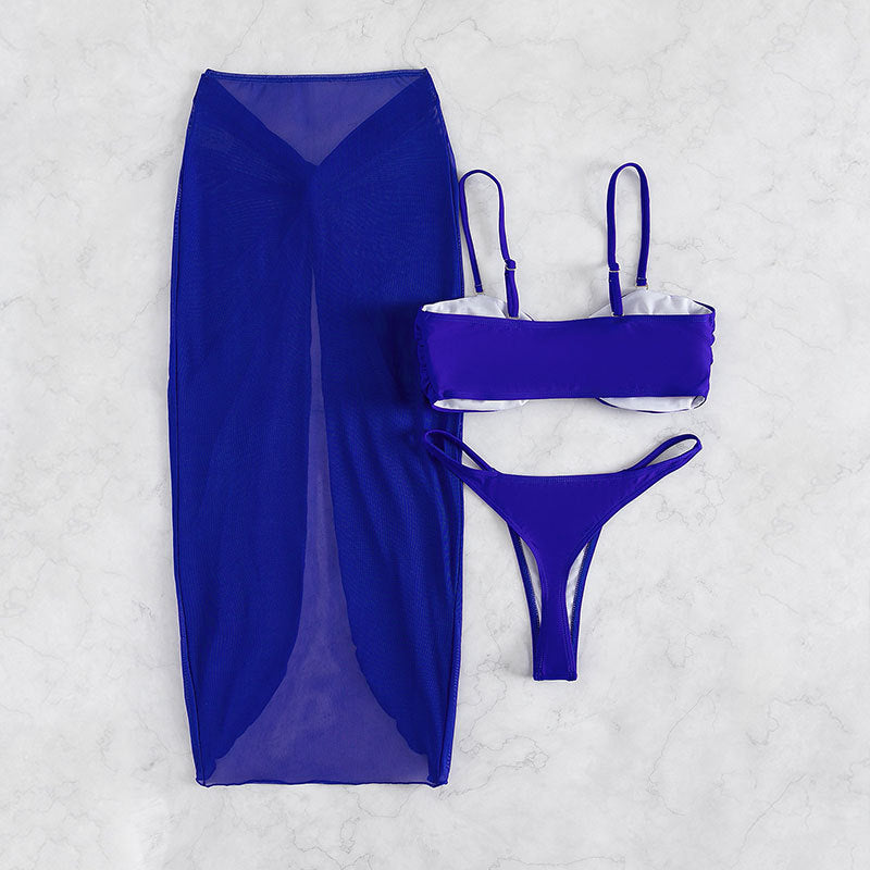 Damen Bikini-Set mit elegantem Wickelrock und verstellbaren Trägern Drune