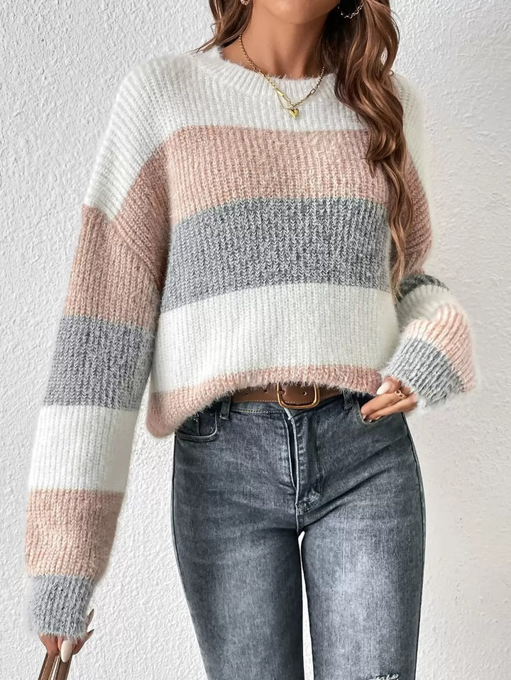 Damen Modischer Streifenpullover mit weichem Textilmaterial Drune