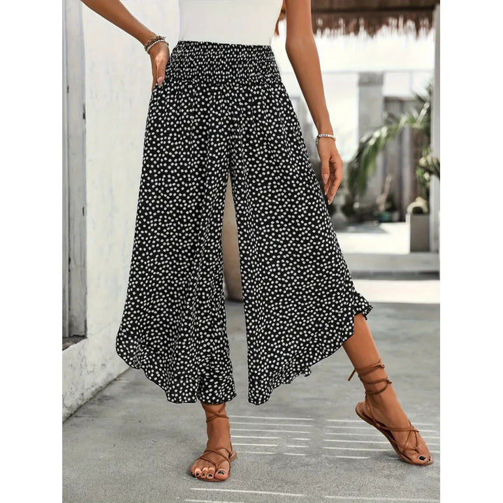 Damen Freizeithose mit weitem Bein und modernem Polka-Dot-Muster Drune